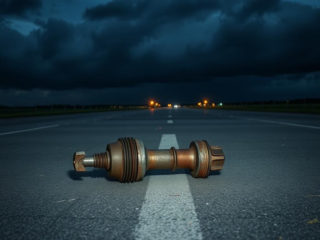 Flick International Crumpled landing gear with fatigue fracture on abandoned runway during Tropical Storm Hilary