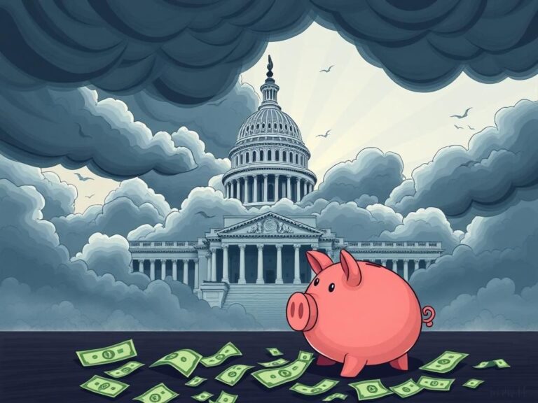 Flick International Conceptual illustration of the Capitol building with a broken piggy bank, symbolizing tax policy discussions