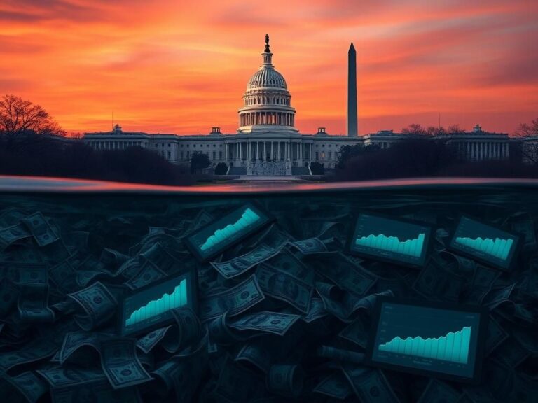 Flick International Surreal depiction of Washington, D.C. landmarks partially submerged underwater