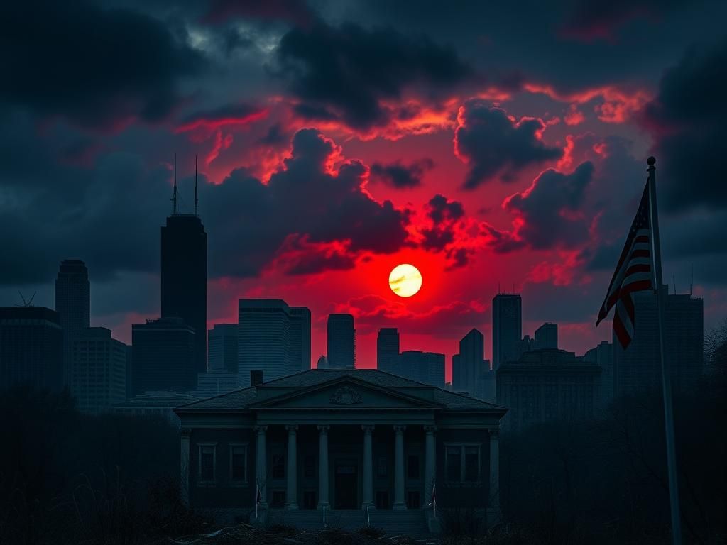 Flick International Dark and stormy Chicago skyline symbolizing tension and conflict