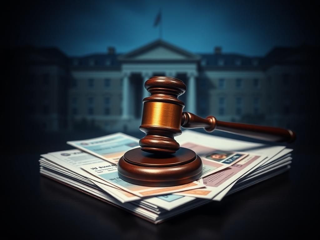 Flick International Courtroom scene with gavel and legal documents representing the Trump vs. Harvard case