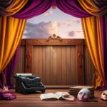 Flick International Vibrant stage set for a Shakespearean play featuring LGBTQ+ pride colors and ornate decorations