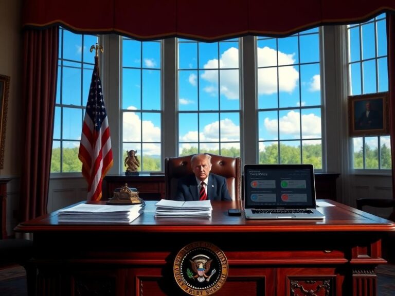 Flick International Oval Office with Resolute Desk and documents for DOGE Initiative