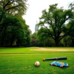 Flick International George Clooney playing softball in Central Park