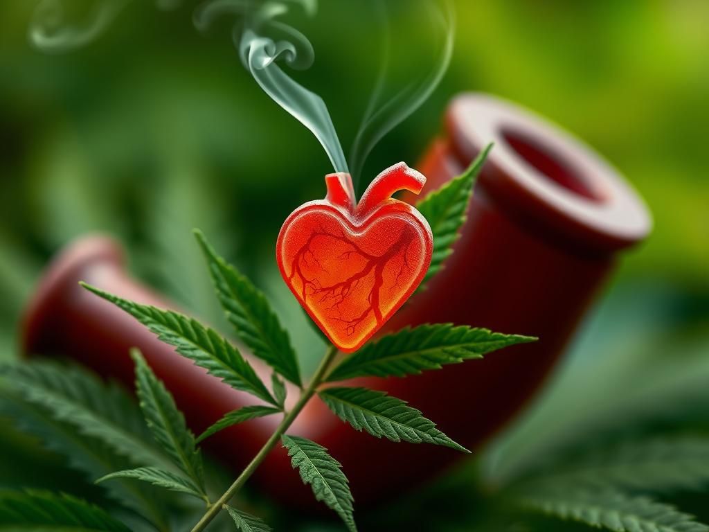 Flick International Close-up of a cannabis leaf intertwined with a heart symbol, illustrating health risks
