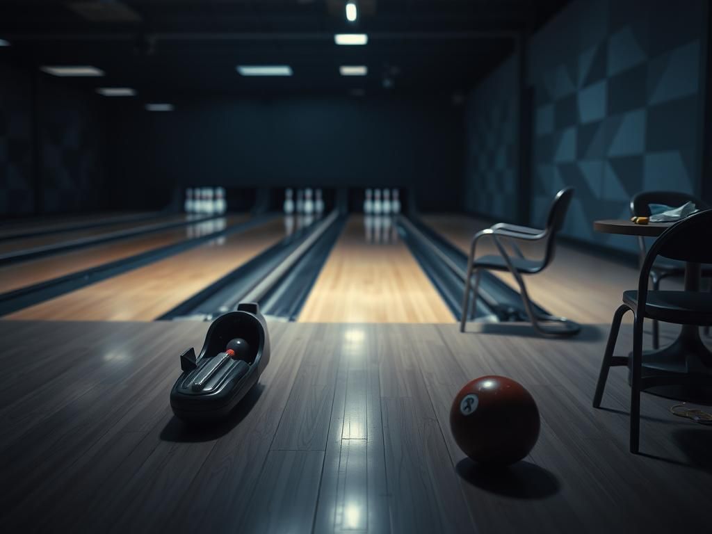 Flick International Dimly lit bowling alley with an abandoned bowling ball, symbolizing interrupted games and health challenges