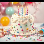 Flick International Beautifully decorated birthday cake surrounded by chaos from a child