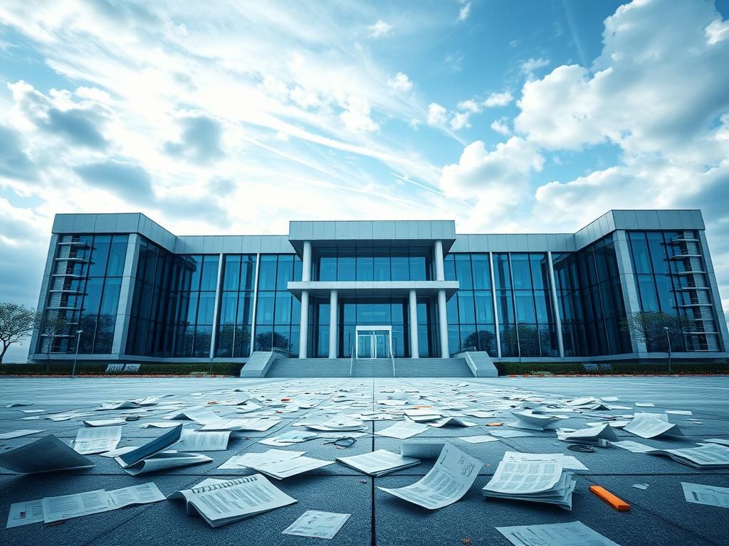 Flick International A high-tech government building representing innovation and bureaucracy