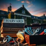 Flick International Close-up view of Harvard's ivy-covered building with signs of funding and trade skills juxtaposed