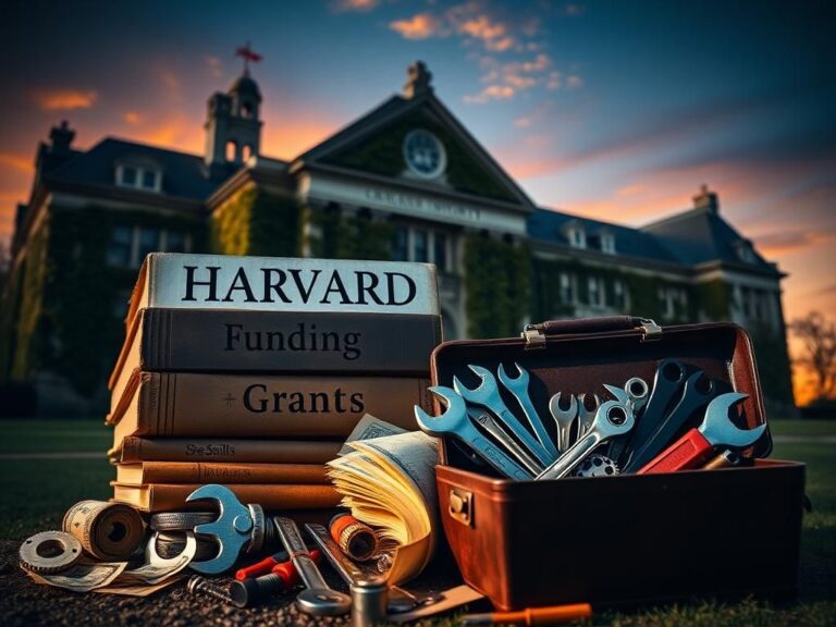 Flick International Close-up view of Harvard's ivy-covered building with signs of funding and trade skills juxtaposed