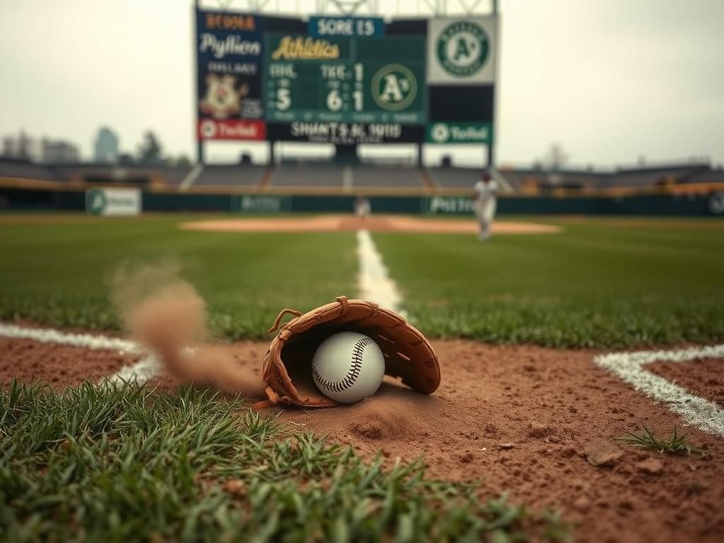 Flick International Baseball glove and ball on the field after missed play