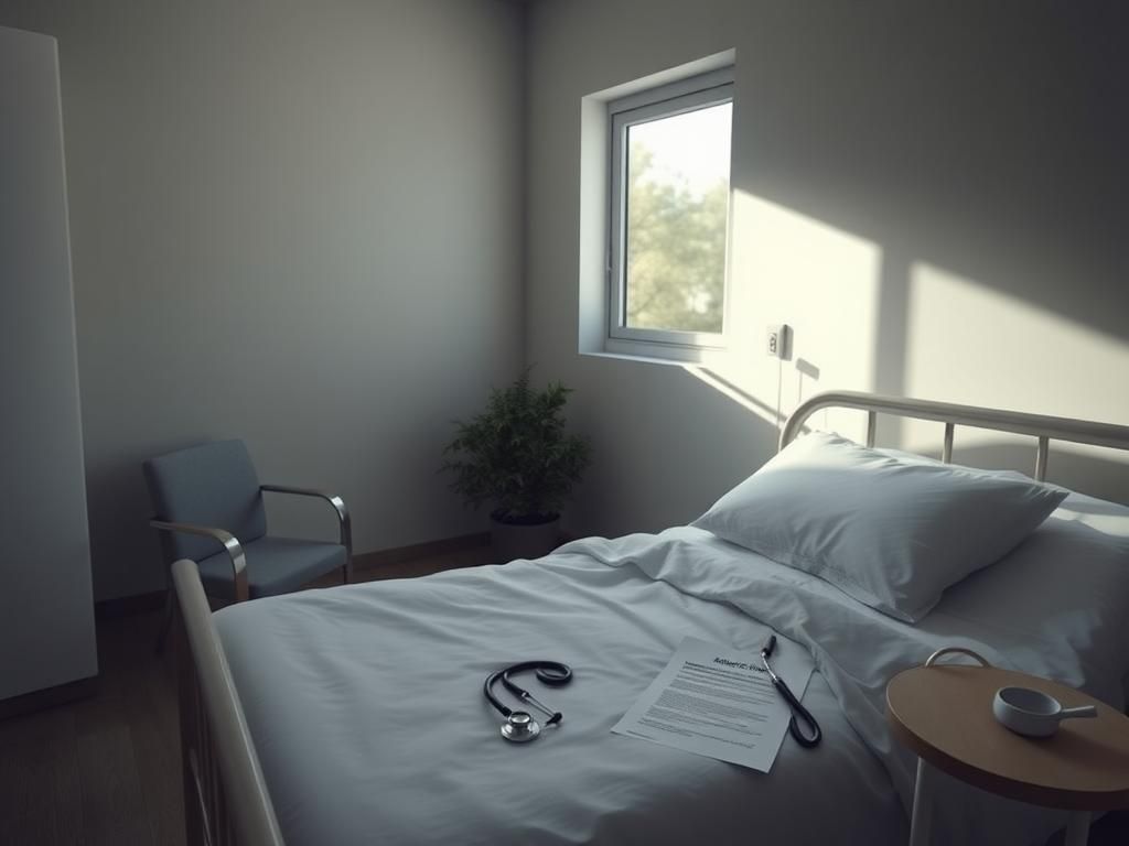 Flick International A deserted hospital room with a hospital bed and a stethoscope, symbolizing end-of-life choices for pregnant women