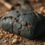Flick International Close-up of a 5,000-year-old loaf of ancient bread resting on a textured surface