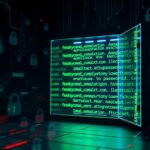 Flick International Digital landscape depicting an open glowing database filled with exposed passwords and login details