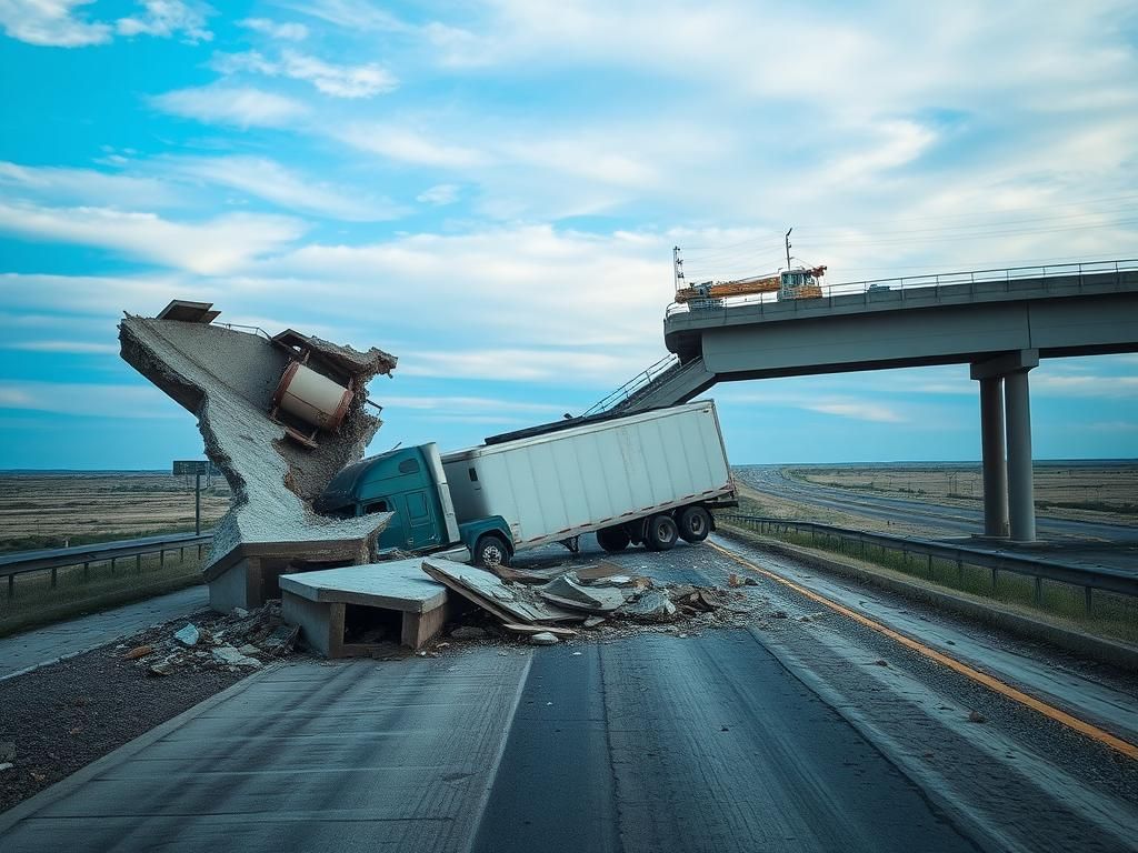 Flick International partial overpass collapse on Interstate 27 near Tulia, Texas