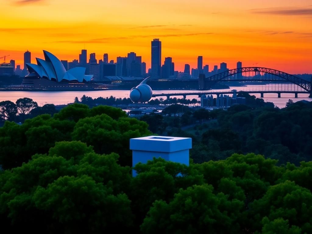 Flick International A scenic view of the Sydney skyline at dusk with the Opera House and Harbour Bridge illuminated