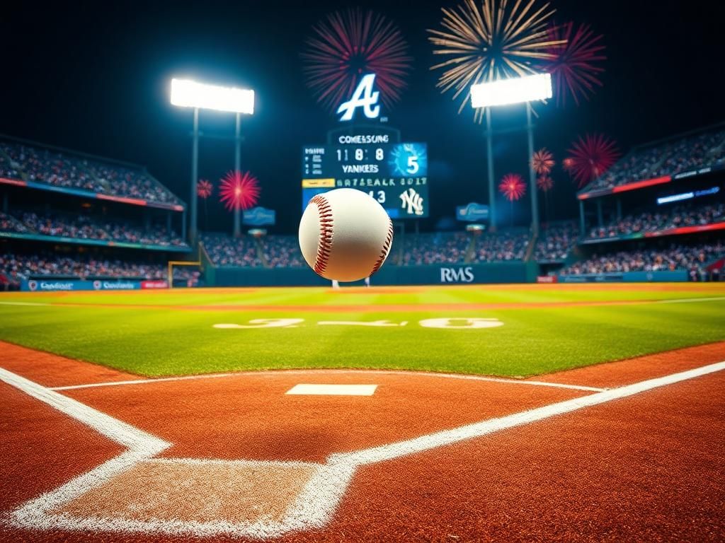 Flick International Baseball soaring into the night sky during Dodgers vs. Yankees game