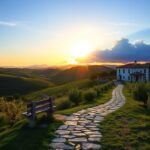 Flick International Serene landscape scene inspired by Portugal with vineyards and olive groves