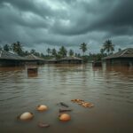 Flick International Flooded landscape in Mokwa, Nigeria following torrential rains