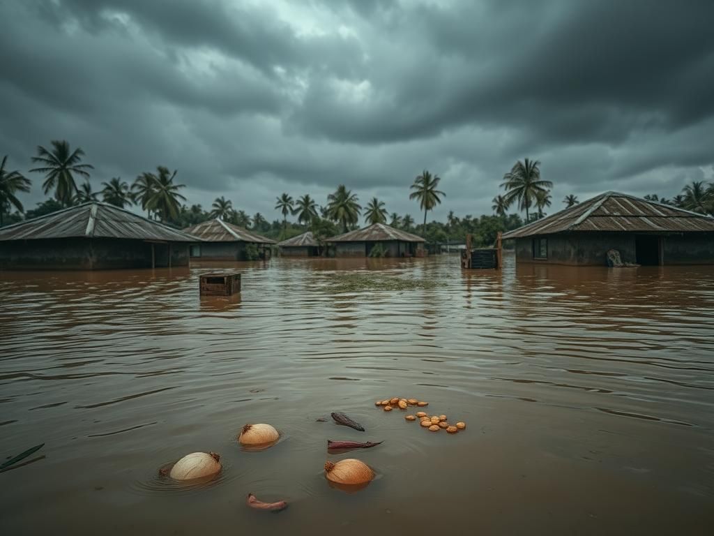 Flick International Flooded landscape in Mokwa, Nigeria following torrential rains