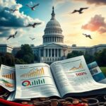 Flick International Dramatic landscape featuring the U.S. Capitol with a tax bill and contrasting economic symbols