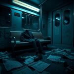 Flick International Dimly lit subway scene with eerie shadows and a sense of urban decay