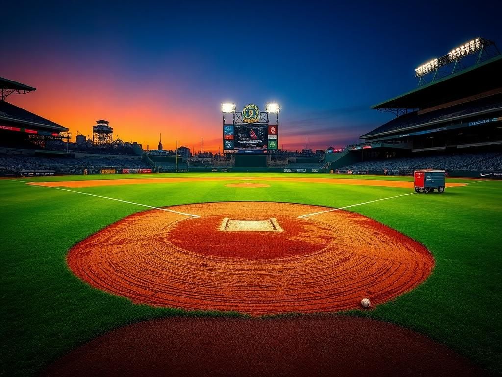 Flick International Dramatic view of a baseball field at PNC Park focusing on the warning track where a fan incident occurred.