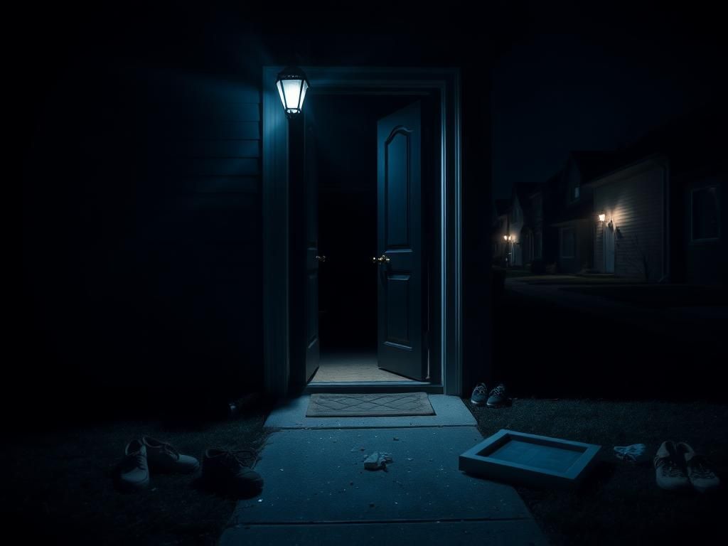 Flick International Dimly lit suburban home suggesting a break-in
