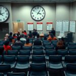 Flick International Busy DMV interior with long lines for REAL ID applications