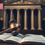 Flick International Courtroom scene depicting a gavel striking a sound block, symbolizing legal authority.