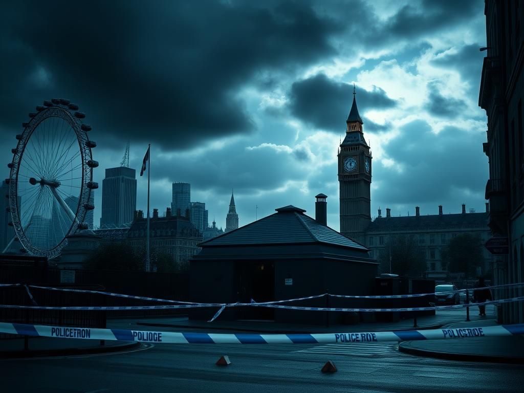 Flick International A dark urban scene in London illustrating police activity amid a counterterrorism operation