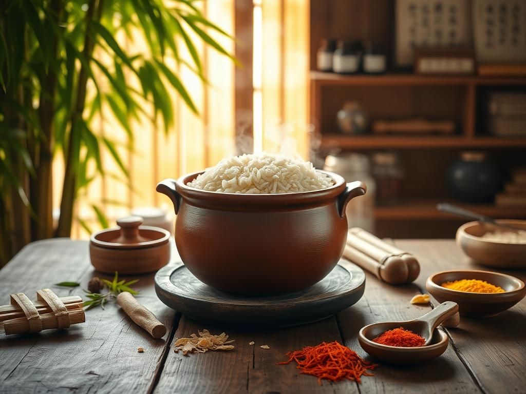 Flick International Traditional clay pot filled with steaming ancient rice dish