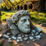 Flick International Weathered stone head of a Roman god found beneath a Catholic basilica