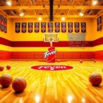 Flick International Vibrant basketball gym scene featuring Indiana Fever's Caitlin Clark and teammates preparing for preseason