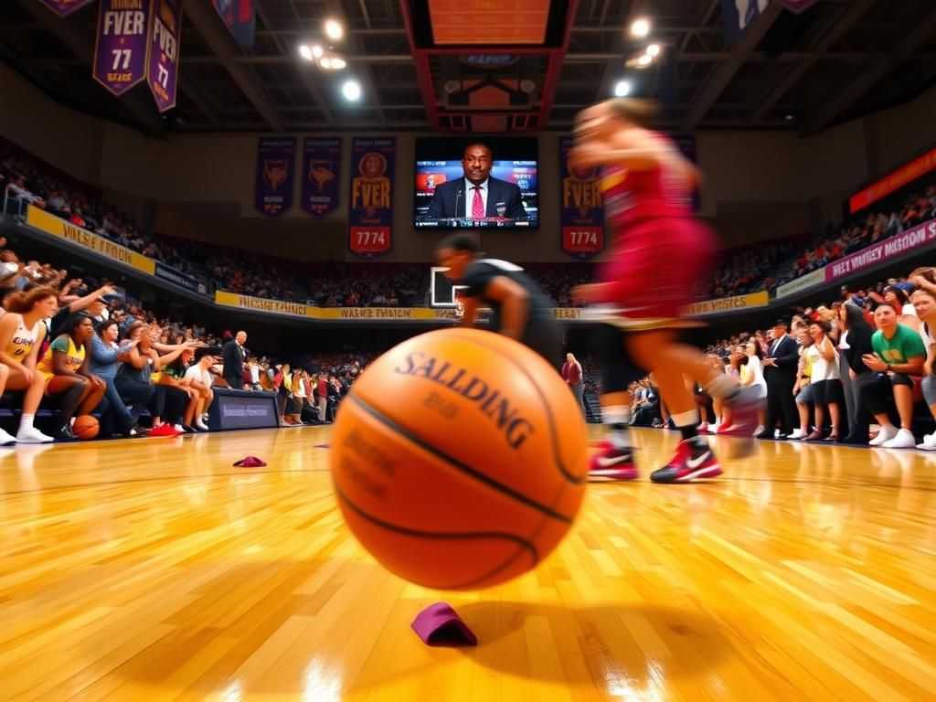 Flick International Dynamic basketball action during a WNBA preseason game featuring Indiana Fever and Washington Mystics