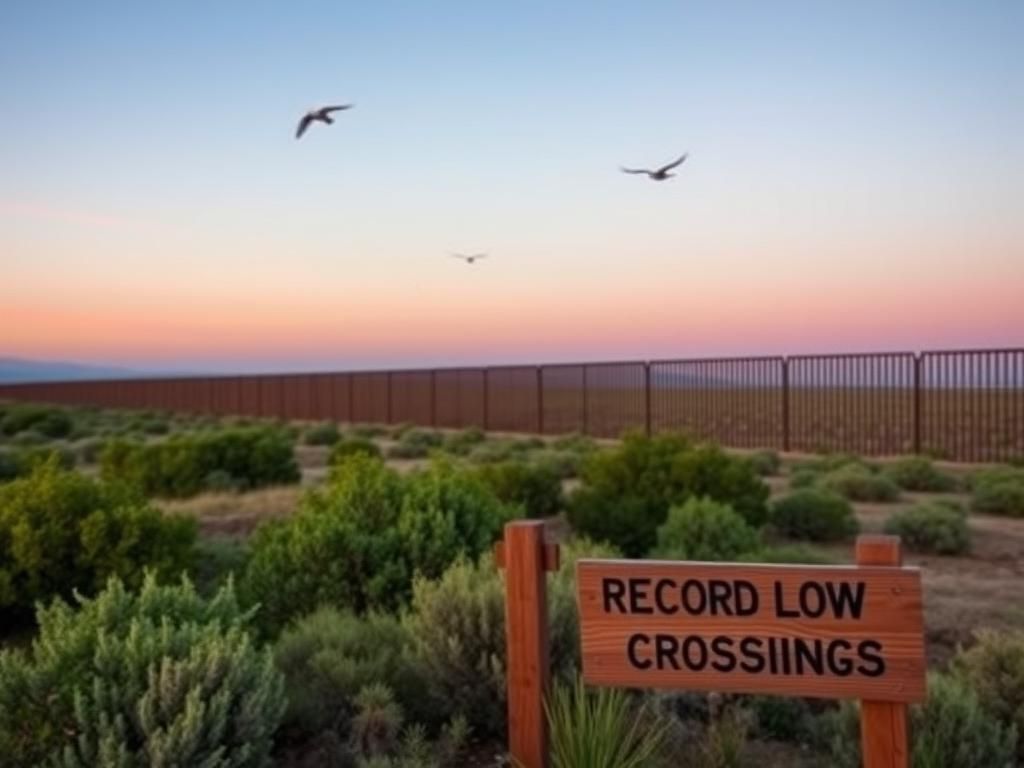 Flick International Serene border landscape at twilight with secure wall and lush vegetation