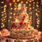 Flick International A beautifully arranged birthday cake for Gigi Hadid's celebration with floral decorations and pastel colors