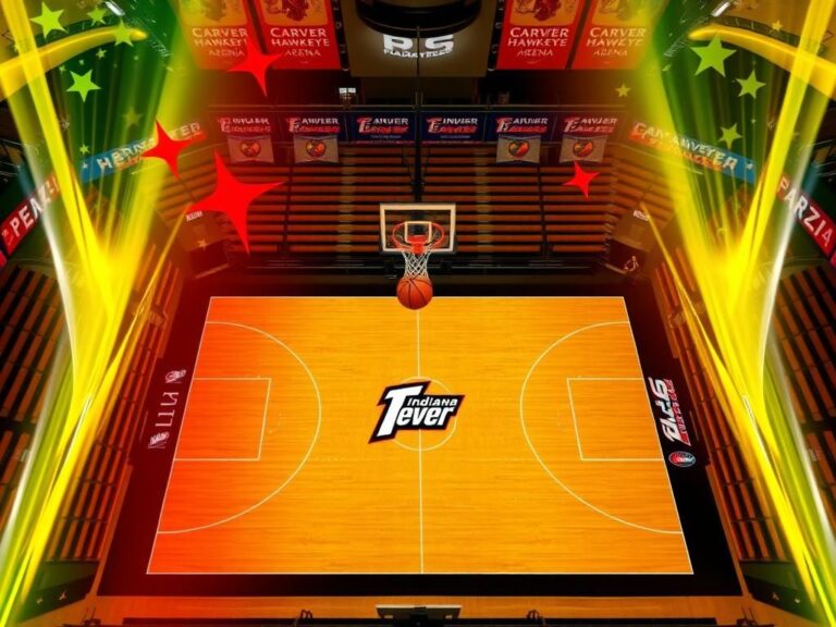 Flick International Aerial view of Carver-Hawkeye Arena during WNBA preseason game featuring Indiana Fever and Brazil National Team