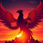 Flick International A bold phoenix rising from ashes, symbolizing resilience and empowerment.