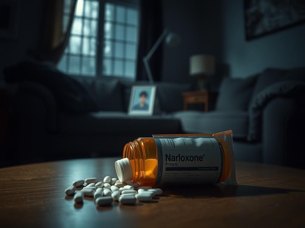 Flick International Somber living room scene highlighting the dangers of opioid use