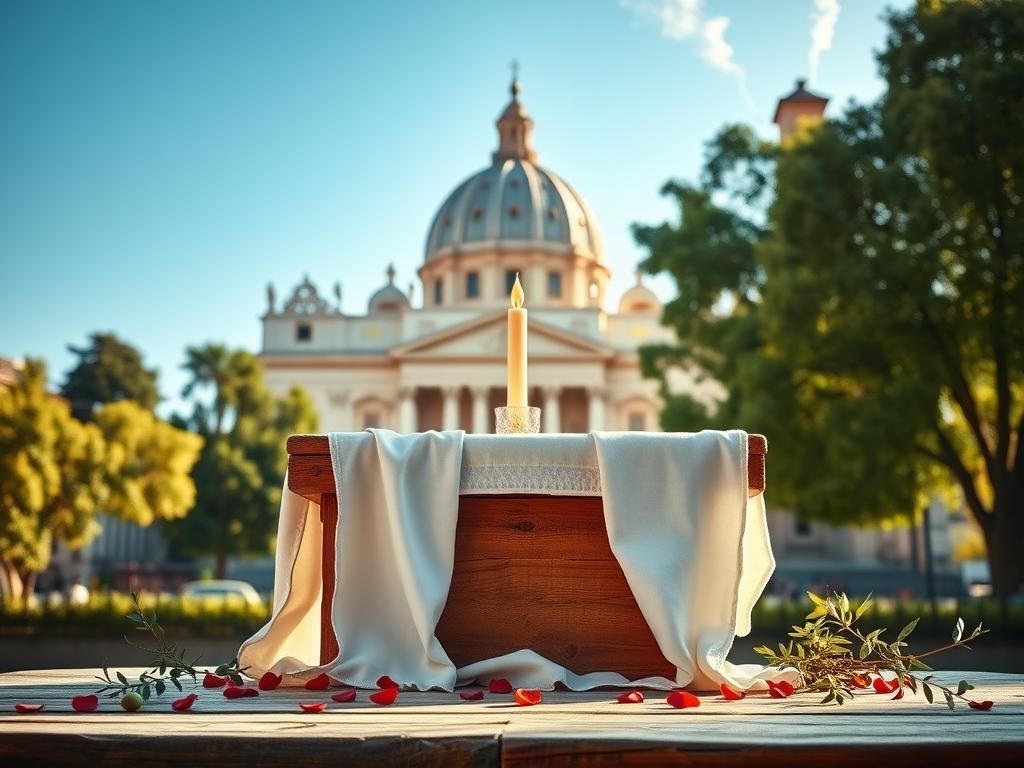 Flick International Serene view of St. Peter’s Basilica with wooden altar and candle