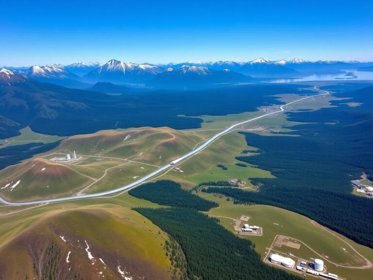 Flick International Aerial view of the Alaskan pipeline through rugged wilderness