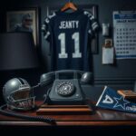 Flick International Vintage telephone on a wooden desk symbolizing prank call during NFL Draft night