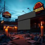 Flick International Exterior view of a Barstool Sports bar with a blank sign, symbolizing absence of hate