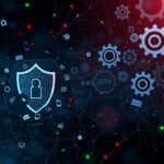 Flick International A complex digital landscape representing data privacy challenges with binary code and personal information icons.