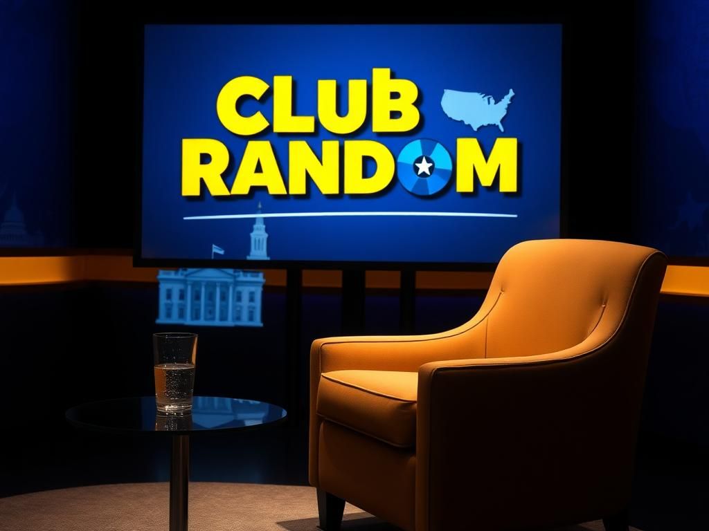 Flick International Dimly lit television studio set with modern vibe for Bill Maher's interview