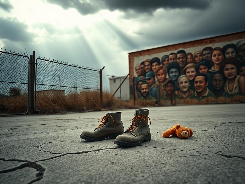 Flick International Abandoned work boots and a child's toy symbolize the impact of deportation on families.