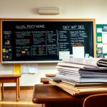Flick International Classroom setting featuring a blackboard with charts related to diversity, equity, and inclusion