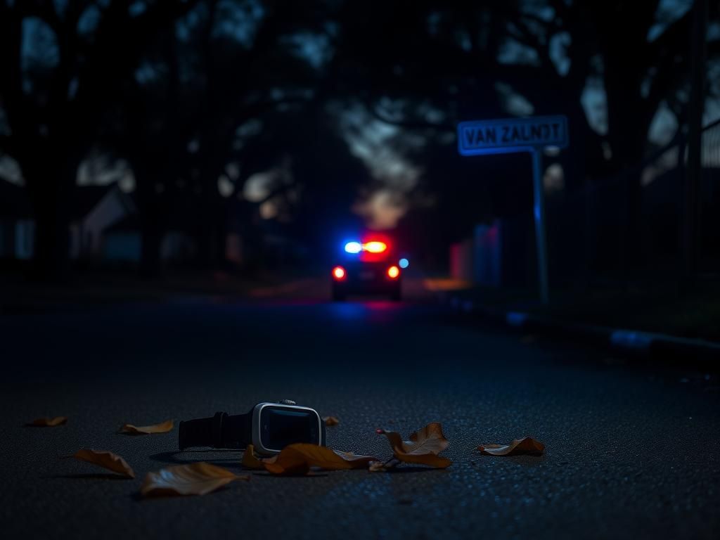 Flick International Broken ankle monitor on a suburban street at dusk