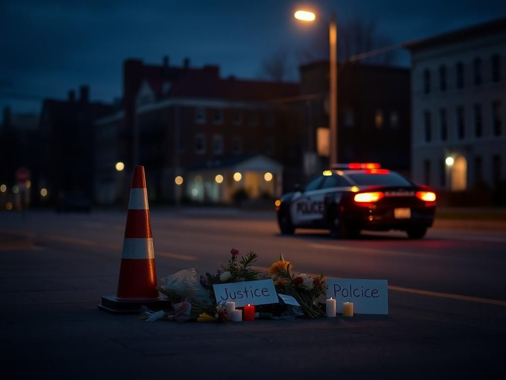 Flick International Somber scene of a deserted street near the University of Cincinnati with a makeshift memorial